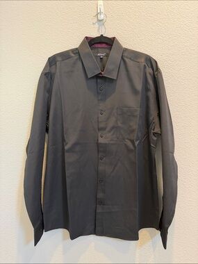 Alizeal Men's Black Long-Sleeve Button-Up Dress Shirt With Red Trim NWOT